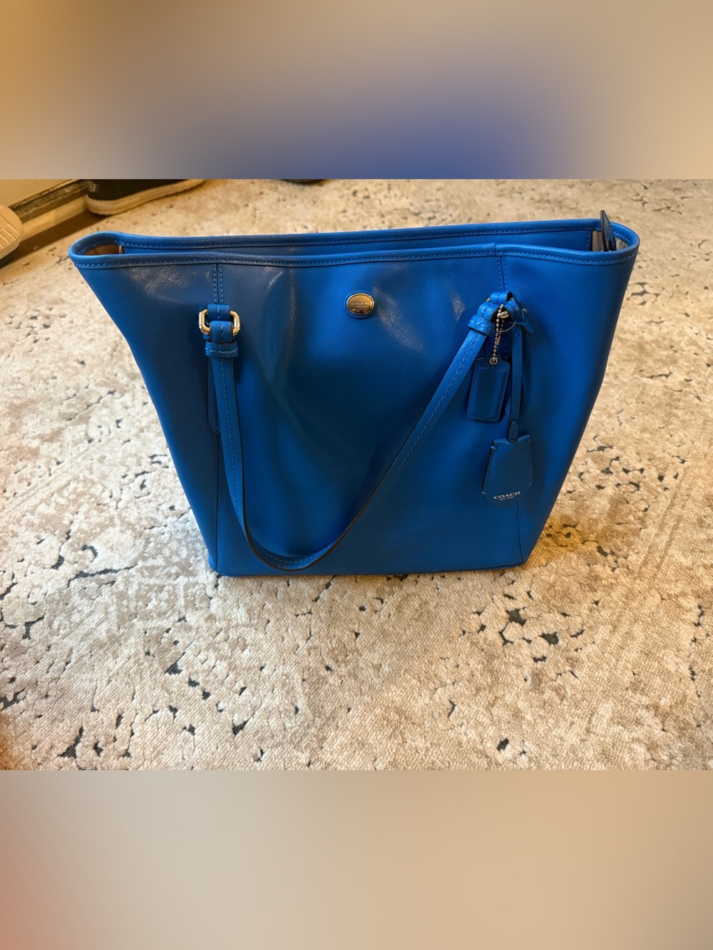 Coach Blue Leather Tote Bag